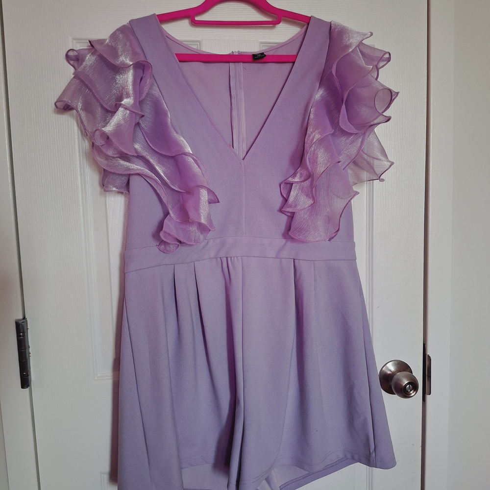 SHEIN Lavender Ruffle Sleeve Jumpsuit